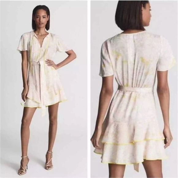Reiss Carlotta Tie Waist Flippy Mini Dress Size 14 - Picture 2 of 11